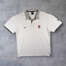 Load image into Gallery viewer, Vintage Nike England Rugby Polo Shirt White Red Rose Short Sleeve Retro XL