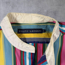Load image into Gallery viewer, Vintage Ralph Lauren Multi Colour Striped Longline Collarless Long Sleeve Cotton Shirt