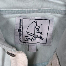 Load image into Gallery viewer, Early 00's Lazy Jacks "Mevagissey" Cotton Pale Blue 1/4 Button Pullover Hoodie