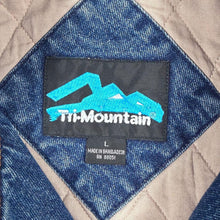 Load image into Gallery viewer, Vintage 90s Tri-Mountain Denim Varsity Jacket L Wisconsin Trucking Workwear USA