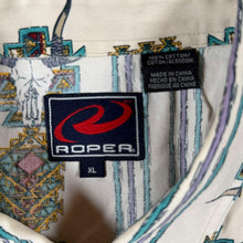 Load image into Gallery viewer, Vintage Roper Cowboy Western Native American Aztec Patterned Long Sleeve Cotton Shirt