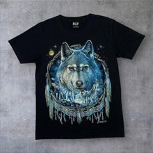 Load image into Gallery viewer, Early 00’s Wild Native American Wolf Dream Catcher Gothic Graphic T-Shirt