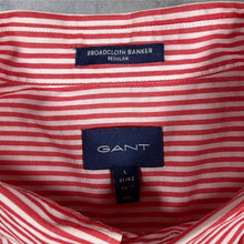 Load image into Gallery viewer, GANT Broadcloth Banker Shirt Mens L Red White Stripe Regular Fit Button Down