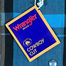 Load image into Gallery viewer, Wrangler Cowboy Cut Western Shirt 15.5 34 Blue Turquoise Plaid Check Medium