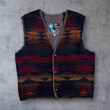 Load image into Gallery viewer, Vintage Blue Riband Aztec Wool Blend Waistcoat Large Western Made England