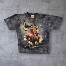 Load image into Gallery viewer, Vintage The Mountain (2003) Native American Horse Eagle Animal Wildlife Black Grey Tie Dye T-Shirt