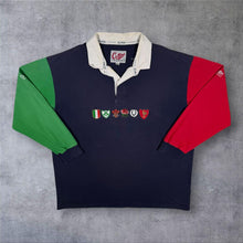 Load image into Gallery viewer, Vintage Cotton Traders Six Nations Rugby Embroidered Colour Block Long Sleeve Polo Shirt