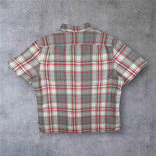 Load image into Gallery viewer, Nautica Mens XL Linen Cotton Shirt Grey Red Plaid Check Short Sleeve Button Up