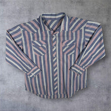 Load image into Gallery viewer, Vintage Western Shirt XXL Striped Pearl Snap Cowboy Rodeo Rockabilly Long Sleeve