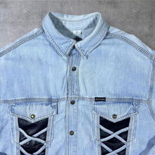 Load image into Gallery viewer, Vintage Arizona Cowboy Western Light Blue Denim Popper Long Sleeve Shirt