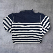 Load image into Gallery viewer, Lazy Jacks Nautical Blue White Striped Cotton 1/4 Zip Sweatshirt