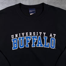 Load image into Gallery viewer, Early 00's MV Sport "University At Buffalo" College Spellout Graphic Black Sweatshirt