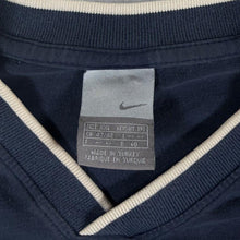Load image into Gallery viewer, Vintage Nike Y2K V Neck T Shirt XL Navy White Spellout Swoosh 00s Jersey