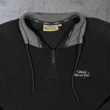 Load image into Gallery viewer, Weird Fish Embroidered Mini Logo Black Macaroni Knit 1/4 Zip Pullover Sweatshirt