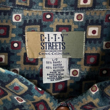 Load image into Gallery viewer, Vintage 90s City Streets Shirt Mens Large XL Geometric Abstract Ramie Short Sleeve