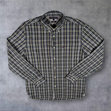 Load image into Gallery viewer, Tommy Hilfiger Mens Shirt L Navy White Yellow Plaid Check Regular Fit Button Down
