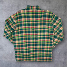 Load image into Gallery viewer, Vintage Mens Green Plaid Flannel Shirt Cotton Viscose 90s Grunge Outdoor Check M L
