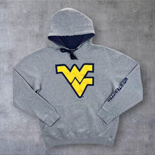 Load image into Gallery viewer, West Virginia Mountaineers Embroidered College Spellout Grey Pullover Hoodie