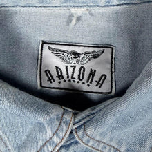 Load image into Gallery viewer, Vintage Arizona Cowboy Western Lace Panel Blue Denim Long Sleeve Popper Shirt
