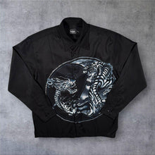 Load image into Gallery viewer, Early 00's Woodpecker Goth Y2K Tiger Dragon Yin Yang Black Long Sleeve Shirt