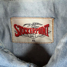 Load image into Gallery viewer, Vintage Stockerpoint Cowboy Western Panel Blue Denim Long Sleeve Popper Shirt