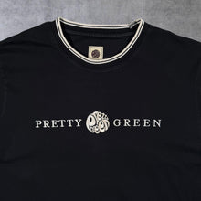 Load image into Gallery viewer, Pretty Green Embroidered Logo Spellout Black Cotton Ringer T-Shirt