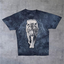Load image into Gallery viewer, The Mountain White Tiger Animal Wildlife Navy Blue Tie Dye Cotton T-Shirt