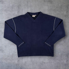 Load image into Gallery viewer, Vintage Trader Jeans Company Sweatshirt Mens L Navy V Neck Contrast Stitch 90s