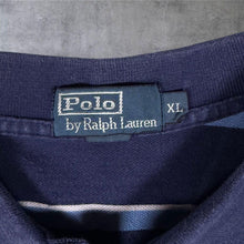 Load image into Gallery viewer, Early 00's Polo Ralph Lauren Blue Navy Striped Cotton Orange Pony Polo Shirt