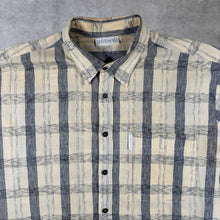 Load image into Gallery viewer, Vintage 90's Adidas Cream Grey Beige Check Cotton Short Sleeve Shirt