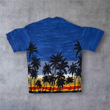 Load image into Gallery viewer, Vintage Lagons Et Palmiers Hawaiian Tropical Palm Tree Pattern Cotton Short Sleeve Shirt