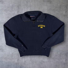 Load image into Gallery viewer, Vintage Jansport "Michigan Wolverines" College Faded Navy Blue 1/4 Zip Sweatshirt