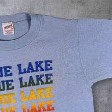 Load image into Gallery viewer, Vintage 80s Blue Lake Camp T Shirt Small Rainbow Single Stitch Made USA Sportswear
