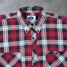 Load image into Gallery viewer, Vintage Hualu Red Grey White Plaid Check Long Sleeve Flannel Button-Up Shirt