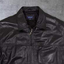 Load image into Gallery viewer, Kangol Genuine Leather Jacket Mens XL L Black Vintage Bomber Zip Up Coat