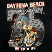 Load image into Gallery viewer, Daytona Beach Bike Week (2016) “75th Annual” Biker Souvenir Graphic T-Shirt