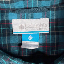Load image into Gallery viewer, Columbia Mens Medium Teal Plaid Check Long Sleeve Shirt Outdoor Casual M