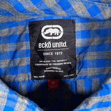 Load image into Gallery viewer, Ecko Unltd Mens M Blue Grey Check Plaid Shirt Short Sleeve Streetwear Skater