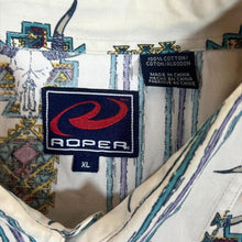 Load image into Gallery viewer, Vintage 90's Roper Cowboy Western Native American Aztec Patterned Long Sleeve Cotton Shirt