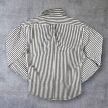 Load image into Gallery viewer, Ralph Lauren "Slim Fit" Grey White Striped Cotton Long Sleeve Button-Down Shirt