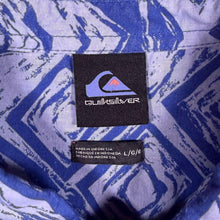 Load image into Gallery viewer, Quiksilver Y2K Shirt Mens L Blue Tribal AOP Surf Hawaiian Short Sleeve Vintage