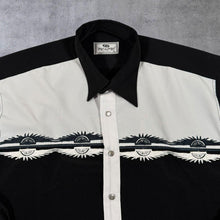 Load image into Gallery viewer, Vintage Picalino Model Western Style Embroidered Black White Long Sleeve Shirt