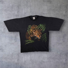 Load image into Gallery viewer, Vintage Harlequin Jaguar Cat Animal Wildlife Graphic Black Single Stitch T-Shirt
