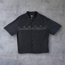 Load image into Gallery viewer, Vintage Harley Davidson Shirt Mens L Black Embroidered Motorcycle Palm Tree Hawaiian