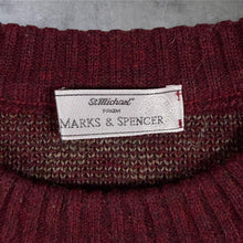 Load image into Gallery viewer, Vintage St Michael M&S Geometric Aztec Knit Jumper Burgundy 90s UK Made M