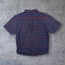 Load image into Gallery viewer, Levi's Red Tab Navy Blue Burgundy Striped Short Sleeve Button-Down Shirt