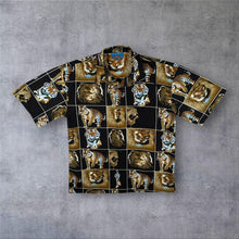Load image into Gallery viewer, Early 00's Deep Water Tiger Lion Animal Wildlife Graphic Black Short Sleeve Shirt