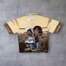 Load image into Gallery viewer, Early 00's Kenvelo Hip Hop Y2K Cartoon Graphic Brown Yellow Short Sleeve Shirt