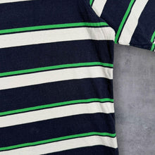Load image into Gallery viewer, TNF The North Face Mini Logo Navy Blue Green White Striped Cotton T-Shirt