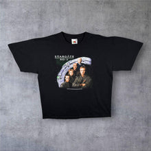 Load image into Gallery viewer, Vintage Stargate SG-1 (2003) Sci-Fi TV Show Spellout Graphic Black Cotton T-Shirt